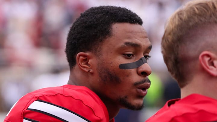 Texas Tech's Micah Hudson looks on prior to a non-conference football game, Saturday, September 6, 2025, at Jones AT&T Stadium.