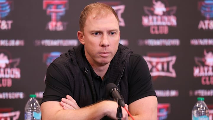 Texas Tech football defensive coordinator Shiel Wood speaks during his introductory press conference, Thursday, Dec. 12, 2024, in the South End Zone Building at Jones AT&T Stadium.