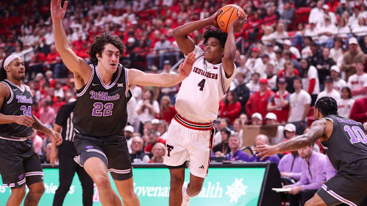 Texas Tech's Christian Anderson looks to pass against Kansas State during a Big 12 Conference men's basketball game, Saturday, Feb. 21, 2026, in United Supermarkets Arena. Texas Tech's Christian Anderson looks to pass against Kansas State during a Big 12 Conference men's basketball game, Saturday, Feb. 21, 2026, in United Supermarkets Arena.
