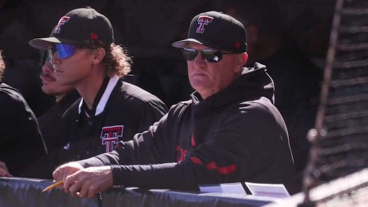 Texas Tech pitching coach Steve Foster looks on from the dugout during a non-conference baseball game, Friday, Feb. 20, 2026, at Rip Griffin Park. Texas Tech pitching coach Steve Foster looks on from the dugout during a non-conference baseball game, Friday, Feb. 20, 2026, at Rip Griffin Park.