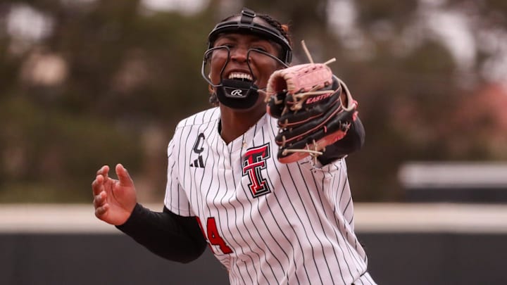 Texas Tech's NiJaree Canady celebrates a strikeout against Iowa State during a Big 12 Conference softball game, Friday, March 27, 2026, at Tracy Sellers Field. Texas Tech's NiJaree Canady celebrates a strikeout against Iowa State during a Big 12 Conference softball game, Friday, March 27, 2026, at Tracy Sellers Field.