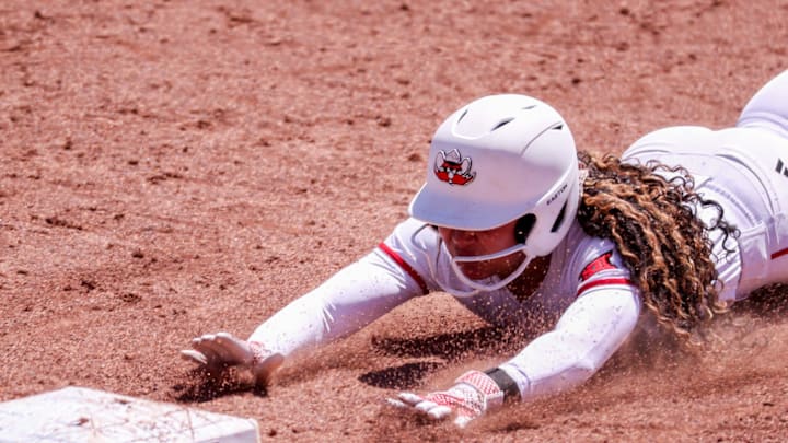 Texas Tech's Desirae Spearman slides into third against BYU during a Big 12 Conference softball game, Saturday, April 4, 2026, at Tracy Sellers Field. Texas Tech's Desirae Spearman slides into third against BYU during a Big 12 Conference softball game, Saturday, April 4, 2026, at Tracy Sellers Field.