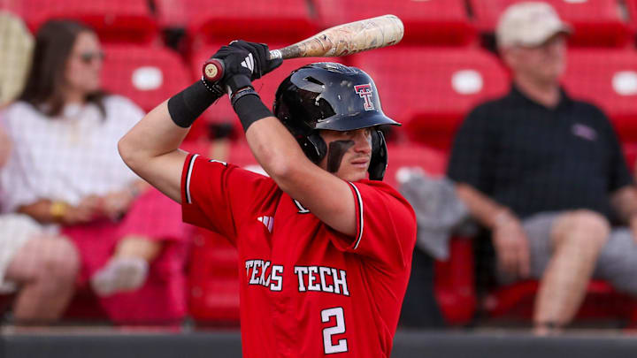 Texas Tech's Kyeler Thompson prepares for an at-bat against Abilene Christian during a non-conference Division I baseball game, Tuesday, March 31, 2026, at Rip Griffin Park.