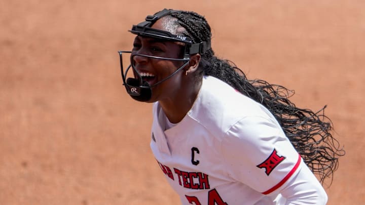 Texas Tech's NiJaree Canady reacts to a strikeout against Baylor during Big 12 Conference softball game, Saturday, May 2, 226, at Tracy Sellers Field. Texas Tech's NiJaree Canady reacts to a strikeout against Baylor during Big 12 Conference softball game, Saturday, May 2, 226, at Tracy Sellers Field.