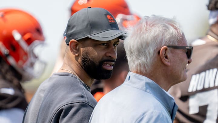 Cleveland Browns general manager Andrew Berry with owner Jimmy Haslam.
