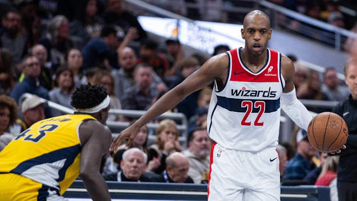Nov 28, 2025; Indianapolis, Indiana, USA; Washington Wizards forward Khris Middleton (22) dribbles the ball while Indiana Pacers forward Pascal Siakam (43) defends in the second half at Gainbridge Fieldhouse. Mandatory Credit: Trevor Ruszkowski-Imagn Images Nov 28, 2025; Indianapolis, Indiana, USA; Washington Wizards forward Khris Middleton (22) dribbles the ball while Indiana Pacers forward Pascal Siakam (43) defends in the second half at Gainbridge Fieldhouse. Mandatory Credit: Trevor Ruszkowski-Imagn Images