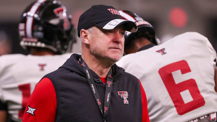 Texas Tech head coach Joey McGuire attends spring practice, 