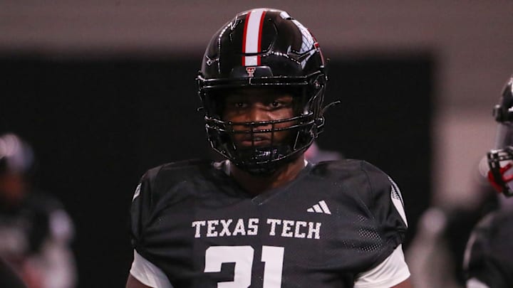 Stanford transfer David Bailey makes his debut at Texas Tech's spring football practice, Tuesday, April 8, 2025, at the Womble Football Center.