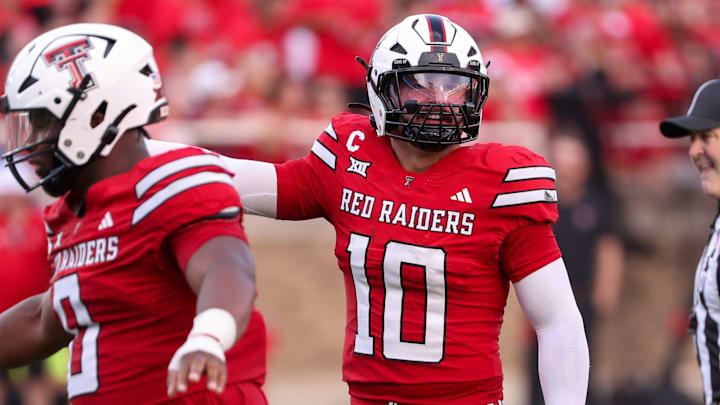 Texas Tech's Jacob Rodriguez calls out the defense during a non-conference football game against Arkansas-Pine Bluff.