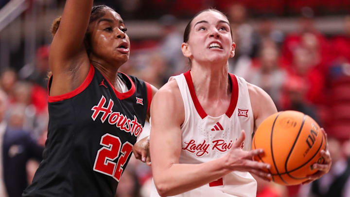 Texas Tech's Gemma Núñez looks to score against Houston during a Big 12 Conference women's basketball game, Tuesday, Jan. 13, 2026, in United Supermarkets Arena.