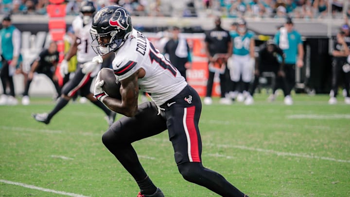 Houston Texans wide receiver Nico Collins is a solid prop target on Monday. Houston Texans wide receiver Nico Collins is a solid prop target on Monday.
