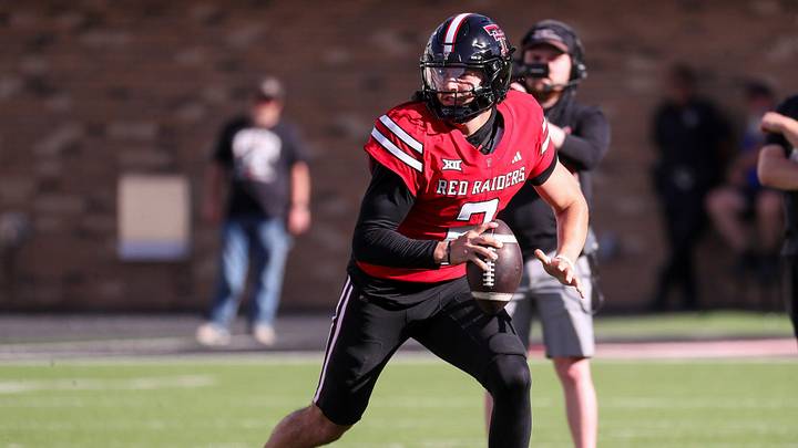 Texas Tech's Brendan Sorsby runs with the ball during the spring football game, Friday, April 17, 2026, at Jones AT&T Stadium.