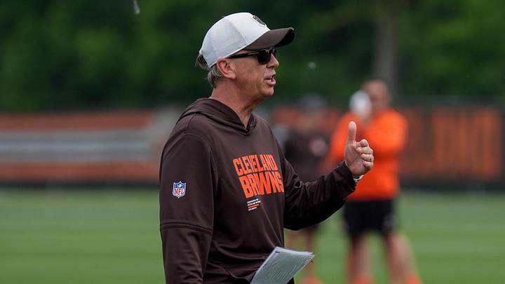 Coach Todd Monken talks at the Browns OTA in Berea on May 27, 2026. Coach Todd Monken talks at the Browns OTA in Berea on May 27, 2026.