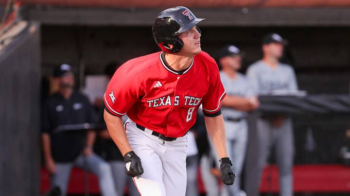 Texas Tech's Connor Shouse tracks the ball's flight against Abilene Christian during a non-conference Division I baseball game, Tuesday, March 31, 2026, at Rip Griffin Park.