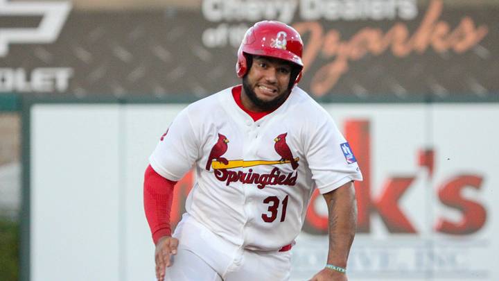 Springfield Cardinals' Rainiel Rodriguez sprints to third base against the Amarillo Sod Poodles in Game two of the Texas League Championship series in Springfield, Missouri on Tuesday, Sept. 22.