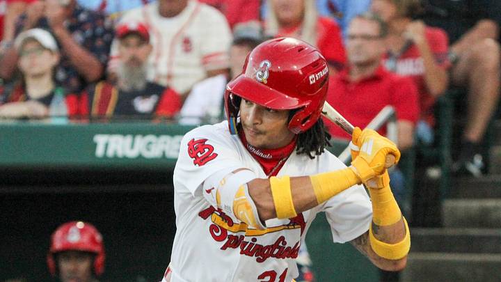 Springfield Cardinals' Tai Peete takes an at-bat against the Amarillo Sod Poodles in Game two of the Texas League Championship series in Springfield, Missouri on Tuesday, Sept. 22. Springfield Cardinals' Tai Peete takes an at-bat against the Amarillo Sod Poodles in Game two of the Texas League Championship series in Springfield, Missouri on Tuesday, Sept. 22.