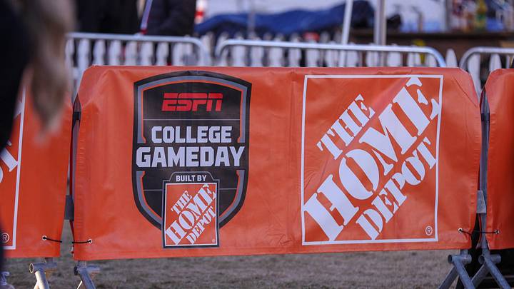 Signage is seen during College GameDay before a Big 12 Conference football game Signage is seen during College GameDay before a Big 12 Conference football game
