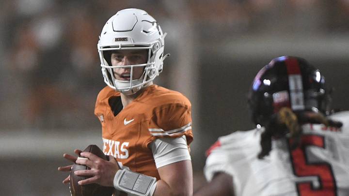 Texas quarterback Arch Manning looks to pass against Texas Tech in a Big 12 football game, Friday, Nov. 24, 2023, in Darrell K Royal-Memorial Football Stadium. Texas quarterback Arch Manning looks to pass against Texas Tech in a Big 12 football game, Friday, Nov. 24, 2023, in Darrell K Royal-Memorial Football Stadium.