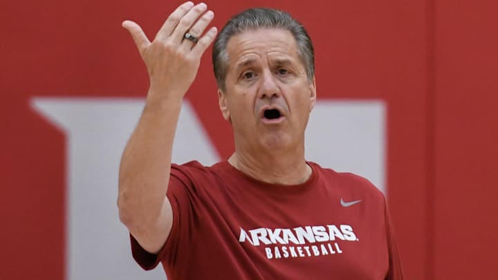 Razorbacks coach John Calipari at practice at the Eddie Sutton Practice Center in Fayetteville, Ark.