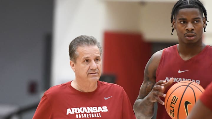 Arkansas Razorbacks coach John Calipari at practice at the Eddie Sutton Practice Center in Fayetteville, Ark.