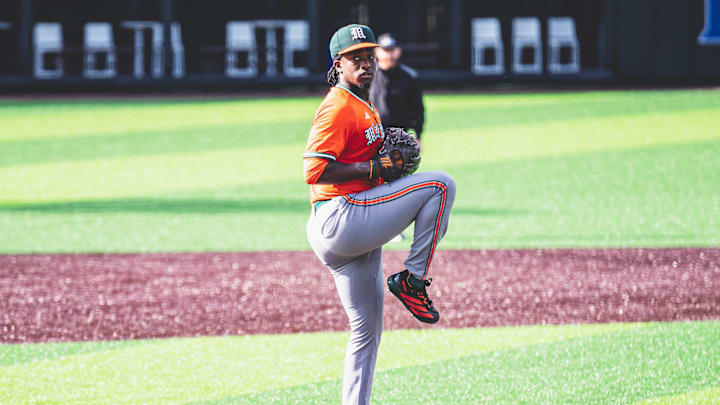 Miami Hurricanes pitcher Rob Evans against the Duke Blue Devils
