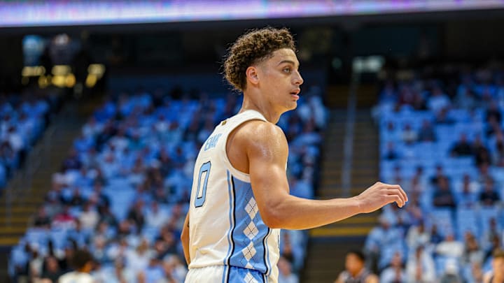 North Carolina point guard Kyan Evans during the Tar Heels' 94-54 win over Central Arkansas on Nov. 3, 2025. Jackson McCurdy, North Carolina Tar Heels On SI