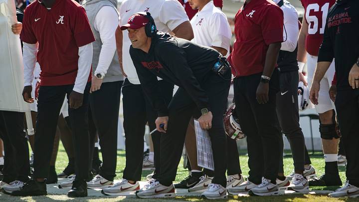 Alabama Head Coach Kalen DeBoer watches a play unfold in the first half of the game against Eastern Illinois on November 22, 2025. Alabama Head Coach Kalen DeBoer watches a play unfold in the first half of the game against Eastern Illinois on November 22, 2025.
