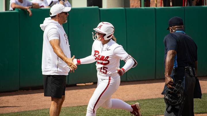 Alabama infielder Brooke Wells rounds third on her home run in the Crimson Classic game against St Thomas on Mar. 1, 2026. Alabama infielder Brooke Wells rounds third on her home run in the Crimson Classic game against St Thomas on Mar. 1, 2026.