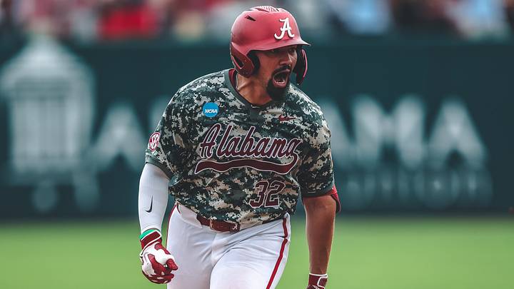 Alabama Baseball Third Baseman Jason Torres After Hitting Grand Slam against St. John's in Tuscaloosa Super Regional