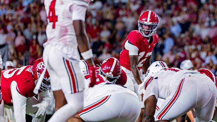 Alabama quarterback Keelon Russell lines up to take a snap in the second half of the game against South Carolina on Sept 26, 2026. Alabama quarterback Keelon Russell lines up to take a snap in the second half of the game against South Carolina on Sept 26, 2026.