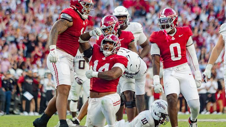 Alabama defensive linemen Fatutoa Henry celebrates a play in the second half of the game against Texas A&M on Oct. 24, 2026. Alabama defensive linemen Fatutoa Henry celebrates a play in the second half of the game against Texas A&M on Oct. 24, 2026.