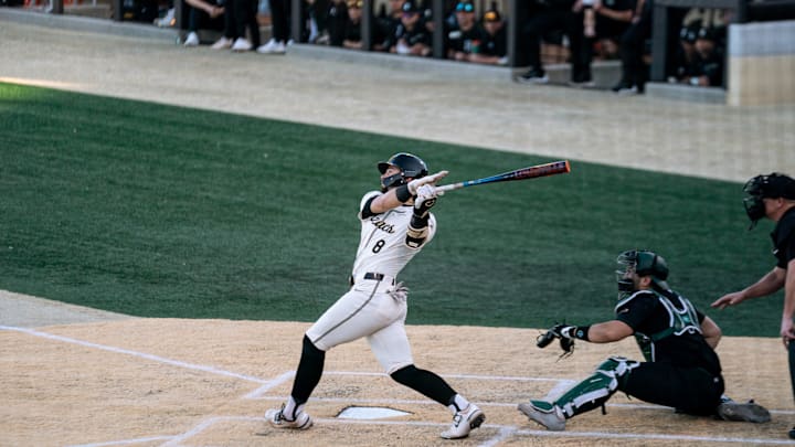 Wake Forest's Matt Conte (8) hits a home run against the Siena Saints, Feb. 20, 2026. Wake Forest's Matt Conte (8) hits a home run against the Siena Saints, Feb. 20, 2026.