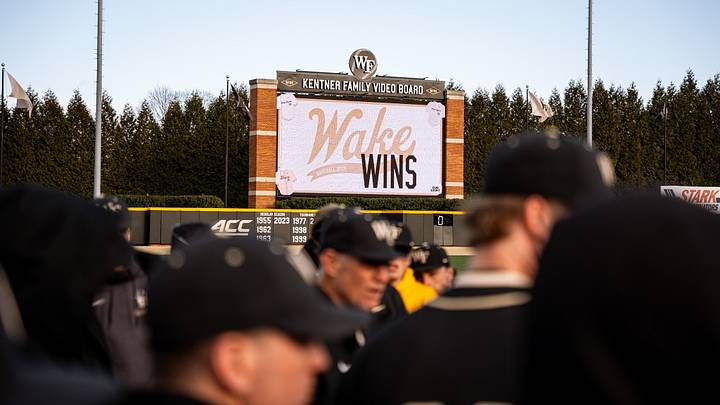 Wake Forest Baseball following their 15–1 win over the Siena Saints, February 22, 2026. Wake Forest Baseball following their 15–1 win over the Siena Saints, February 22, 2026.