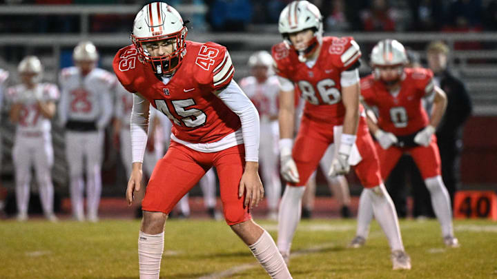 Devin Eberhardy (45) of Sussex Hamilton has been voted High School on SI Wisconsin's Defensive Player of the Week