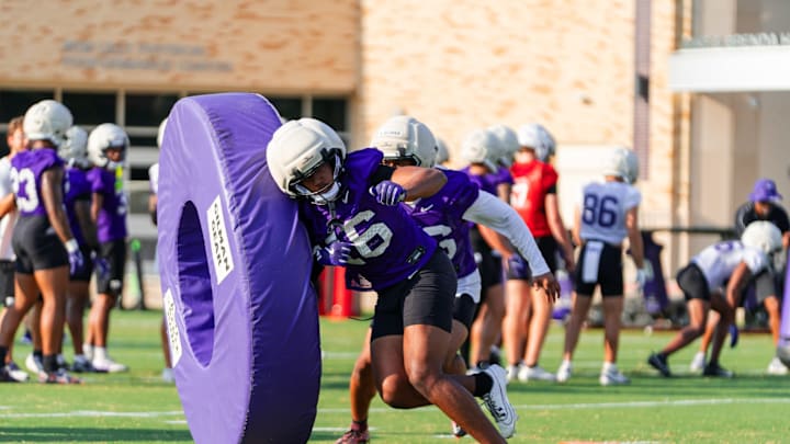 CB Jonah Martinez goes through a drill during TCU Football's fall camp. 