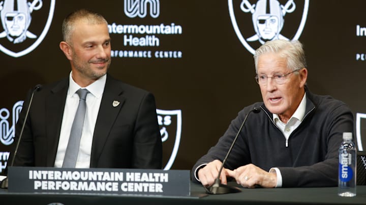 Las Vegas Raiders GM John Spytek and coach Pete Carroll