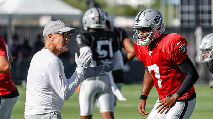 Las Vegas Raiders' Pete Carroll and Geno Smith Las Vegas Raiders' Pete Carroll and Geno Smith