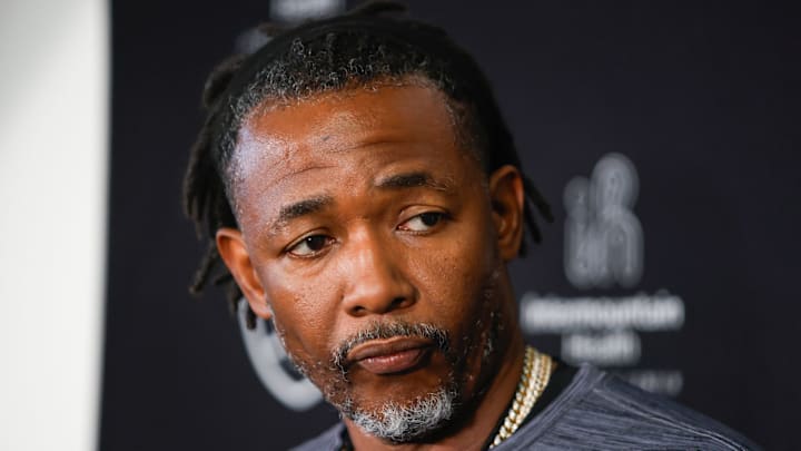 Aug 23, 2025; Glendale, Arizona, USA; Detailed view of a Las Vegas Raiders helmet during a preseason NFL game at State Farm Stadium. Mandatory Credit: Mark J. Rebilas-Imagn Images Aug 23, 2025; Glendale, Arizona, USA; Detailed view of a Las Vegas Raiders helmet during a preseason NFL game at State Farm Stadium. Mandatory Credit: Mark J. Rebilas-Imagn Images