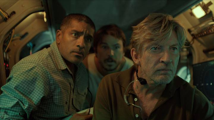 BELOW. (L to R) Alexander Karim as Hugo, Josh Hartnett as Calvin, and David Wenham as Steve in episode 104 of Below BELOW. (L to R) Alexander Karim as Hugo, Josh Hartnett as Calvin, and David Wenham as Steve in episode 104 of Below