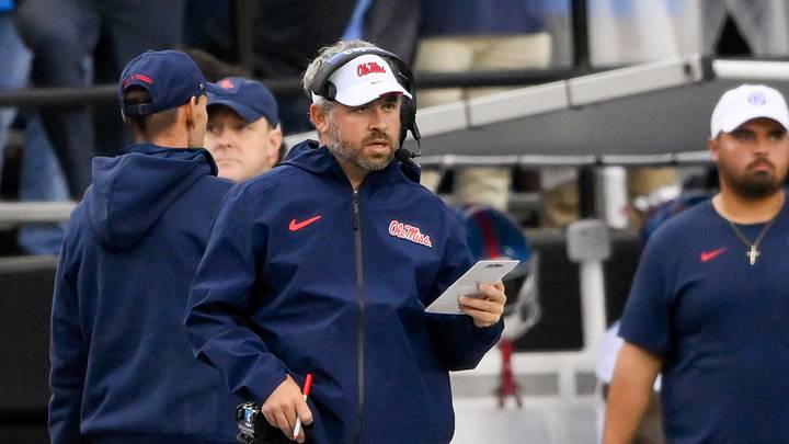 Ole Miss HC Pete Golding against Vanderbilt. Mandatory Credit: Steve Roberts-Imagn Images