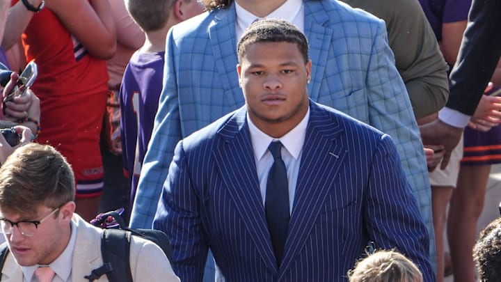 Clemson defensive lineman Peter Woods during Clemson Tiger Walk two hours before kickoff with Furman University at Memorial Stadium in Clemson, SC, Saturday, November 22, 2025.