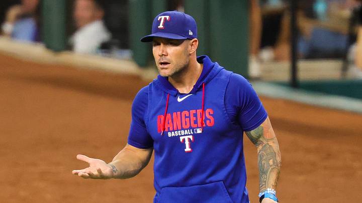 Sep 15, 2026; Arlington, Texas, USA; Texas Rangers manager Skip Schumaker (55) reacts during the fifth inning against the Boston Red Sox at Globe Life Field. Mandatory Credit: Kevin Jairaj-Imagn Images Sep 15, 2026; Arlington, Texas, USA; Texas Rangers manager Skip Schumaker (55) reacts during the fifth inning against the Boston Red Sox at Globe Life Field. Mandatory Credit: Kevin Jairaj-Imagn Images