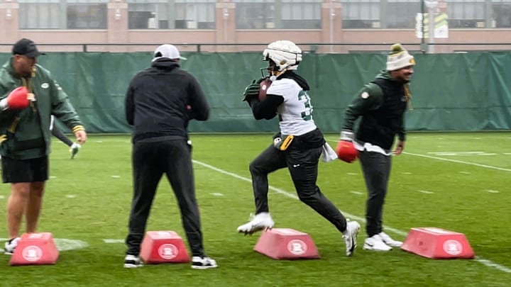 Packers RB MarShawn Lloyd at practice on Thursday.
