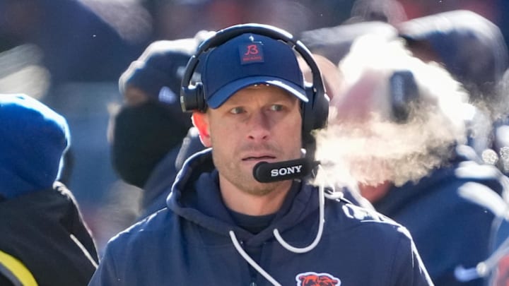 Dec 14, 2025; Chicago, Illinois, USA; Chicago Bears head coach Ben Johnson walks along the sideline during the first quarter against the Cleveland Browns at Soldier Field. Mandatory Credit: David Banks-Imagn Images Dec 14, 2025; Chicago, Illinois, USA; Chicago Bears head coach Ben Johnson walks along the sideline during the first quarter against the Cleveland Browns at Soldier Field. Mandatory Credit: David Banks-Imagn Images