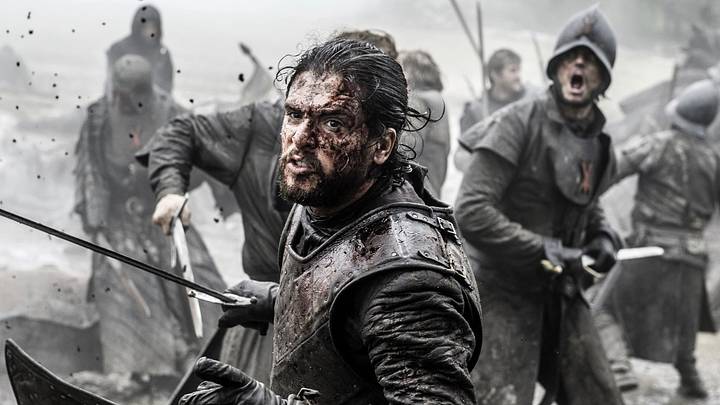 Kit Harington (Jon Snow) in Game of Thrones season 6 Episode 9, "Battle of the Bastards"