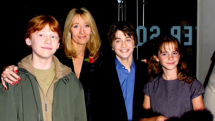 Rupert Grint, JK Rowling, Daniel Radcliffe and Emma Watson at the Harry Potter premiere in London