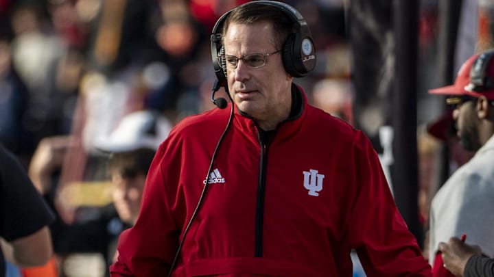 Nov 1, 2025; College Park, Maryland, USA; Indiana Hoosiers head coach Curt Cignetti walks the sidelines during the first quarter against the Maryland Terrapins at SECU Stadium. Mandatory Credit: Tommy Gilligan-Imagn Images Nov 1, 2025; College Park, Maryland, USA; Indiana Hoosiers head coach Curt Cignetti walks the sidelines during the first quarter against the Maryland Terrapins at SECU Stadium. Mandatory Credit: Tommy Gilligan-Imagn Images