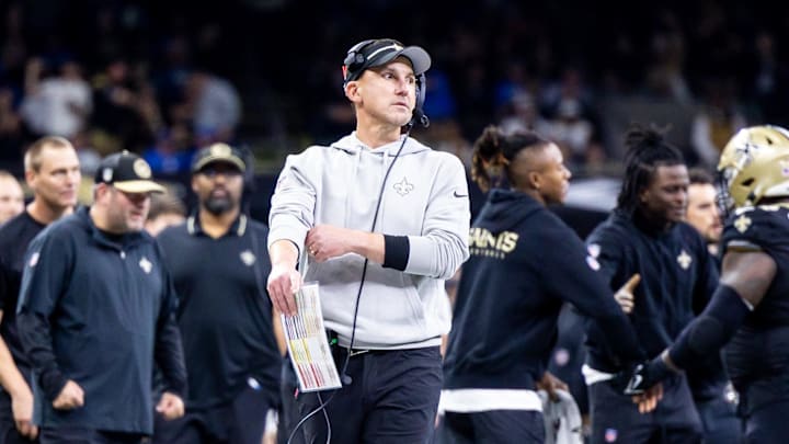 Dec 3, 2023; New Orleans, Louisiana, USA; New Orleans Saints head coach Dennis Allen