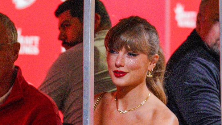 Oct 7, 2024; Kansas City, Missouri, USA; Recording artist Taylor Swift enters the stadium via the tunnel prior to a game against the New Orleans Saints at GEHA Field at Arrowhead Stadium. Mandatory Credit: Denny Medley-Imagn Images