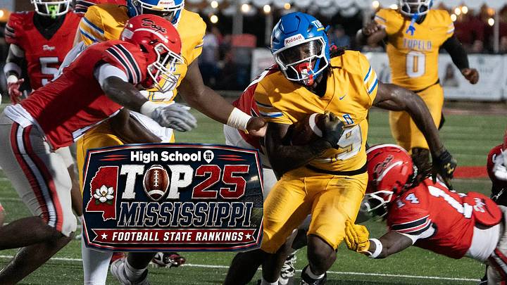 Tupelo's Kylan Bobo (29) maneuvers past Brandon's defensive line during play in Brandon, Miss., Friday, Aug. 29, 2025. Tupelo won 36-15. Tupelo's Kylan Bobo (29) maneuvers past Brandon's defensive line during play in Brandon, Miss., Friday, Aug. 29, 2025. Tupelo won 36-15.